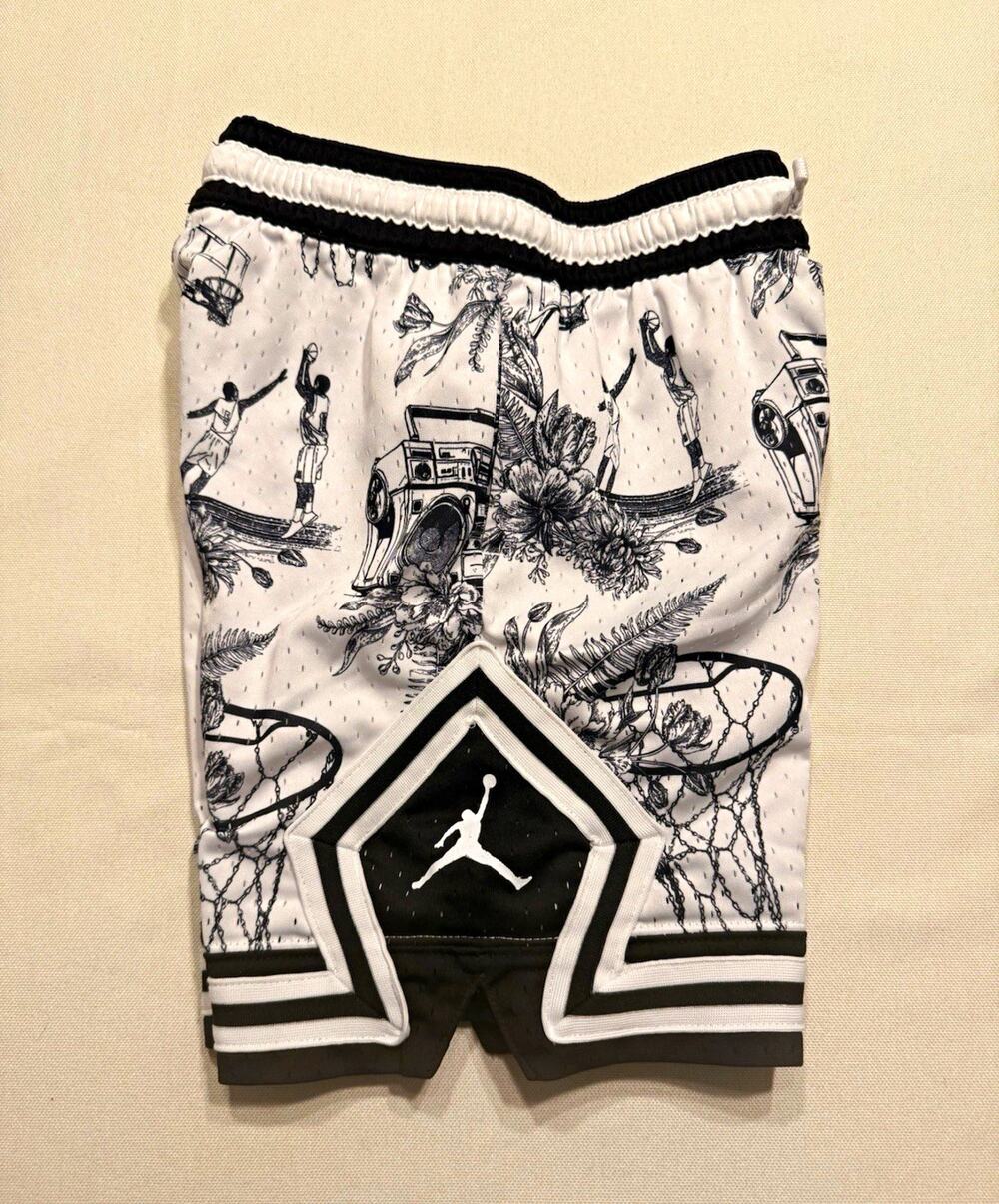 Jordan Boyd Dri-FIT Diamond Shorts Drawstring White/Black M 10-12yrs